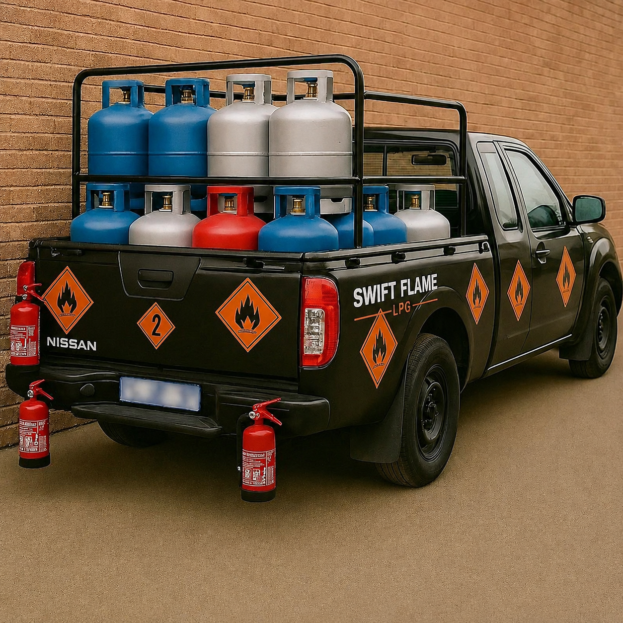 Swift Flame LPG storefront and cylinder display